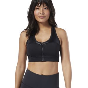 Reebok Cardio Zip Medium-Impact Bh Damen - Schwarz - DE 238-TXH